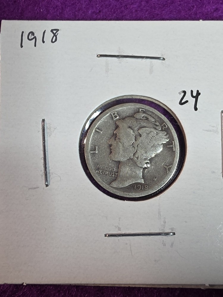 1918-P Mercury Silver Dime - 90% SILVER -
