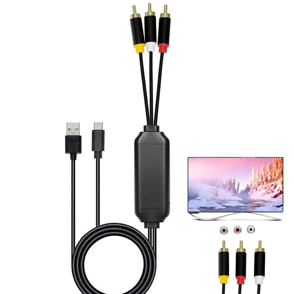 ECDREAM USB C to RCA Cable Adapter, 6Ft Type-C Wired 6ft, usb c rca