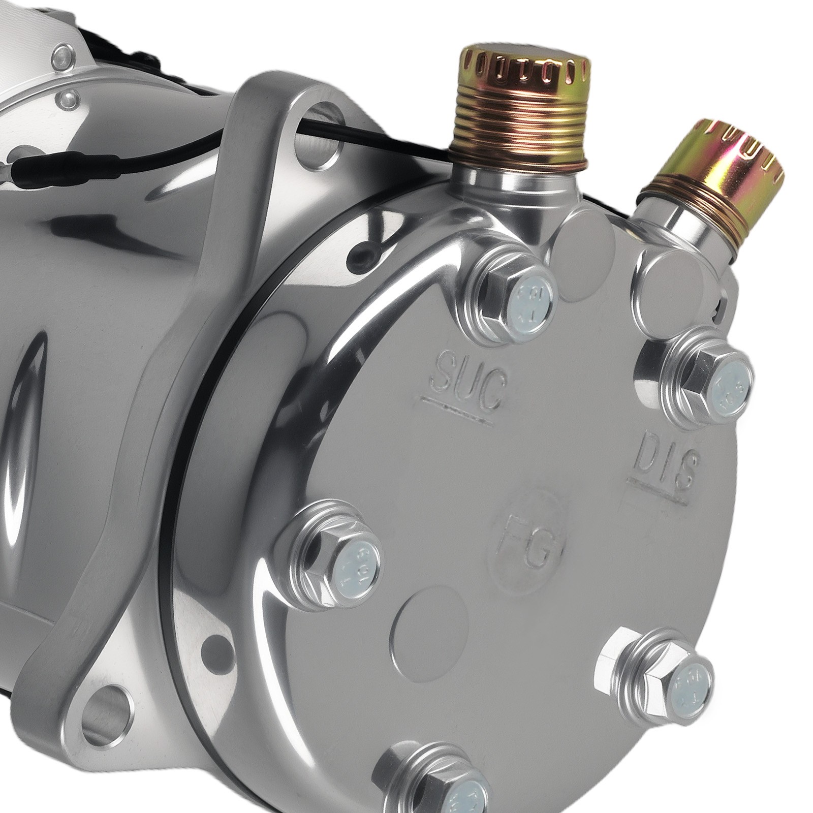 A/C Compressor w/ 2-Groove Pulley For Sanden 508 Style V-Belt 12V Chrome Black