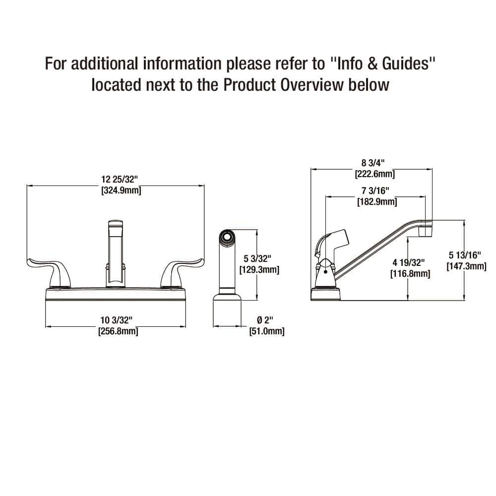 Glacier Bay Constructor Standard Kitchen Faucet Side Sprayer, Polished Chrome