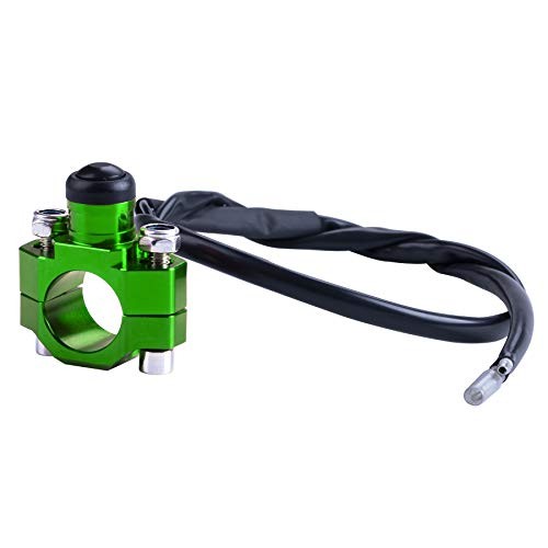 CNC Universal Motorcycle Engine Stop Start Kill with Mounting Backplate Green