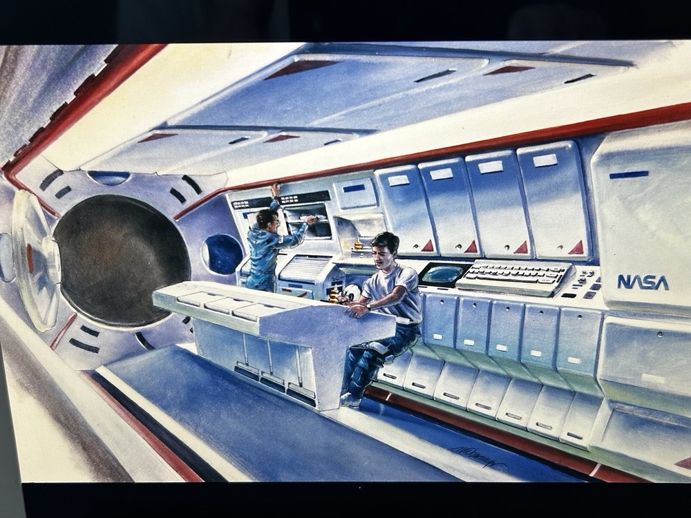 1987 NASA KSC Shuttle Artist Concept Space Station Presentation Transparency