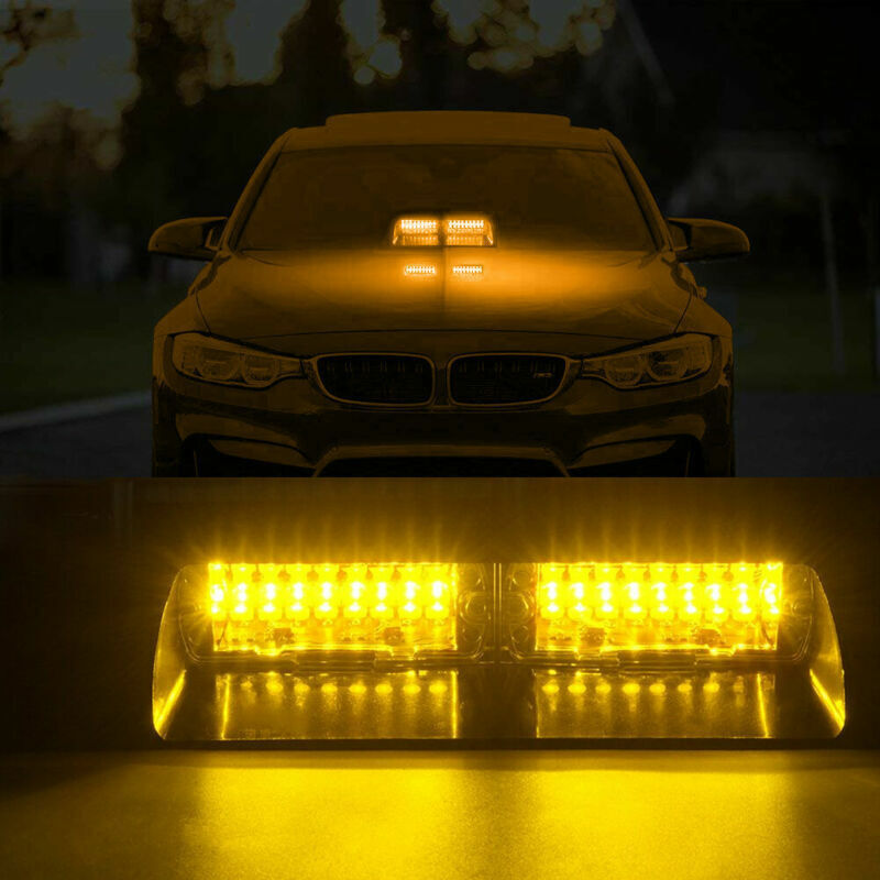 Amber 16 LED  Car Windshield  Strobe  Light Lamp Bar 12V