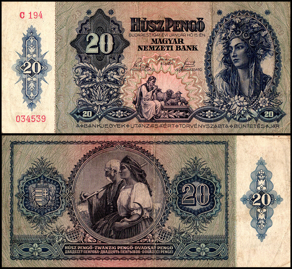 Hungary 20 Pengo, 1941, P-109, Used