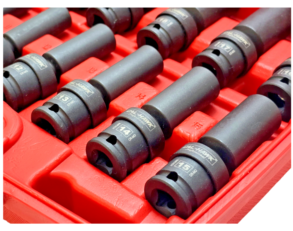 15PC 3/8"DR.Universal Swivel Deep Impact Socket Set(METRIC)PRO Radius 8-22mm Set