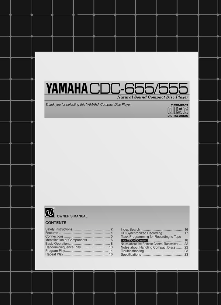 Yamaha CDC-655 — Owners Manual User Guide Instructions — 24 Pages — USA Made