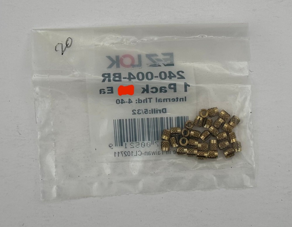 E-Z LOK Threaded Insert for Plastic 240-004-BR (20 inserts)