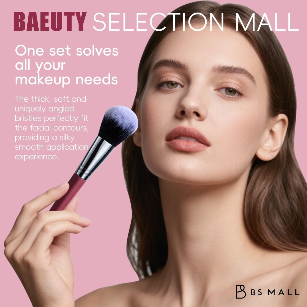 BS-MALL 15PCS Professional Makeup Brushes Set – Multi-Purpose Silver red