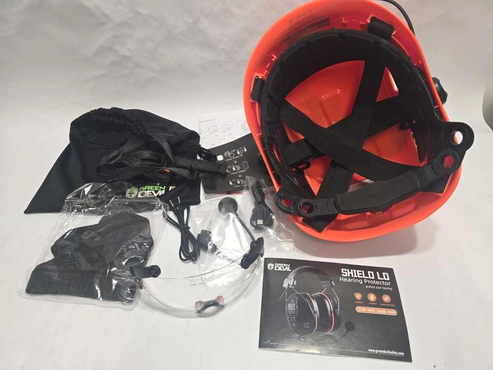 ORANGE DEVIL SHIELD ACTIVE HEARING PROTECTION HELMET SET