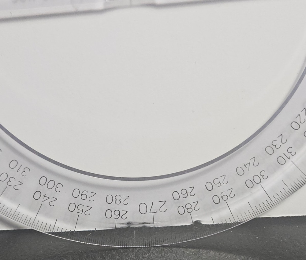 CIRCULAR PROTRACTOR 3611-06'. DENMARK. TRANSPARENT