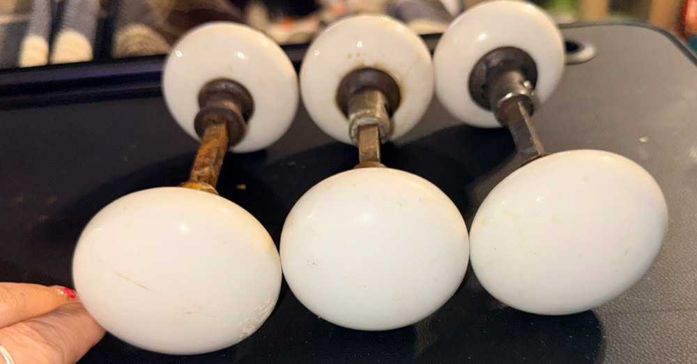Lot Of Antique Round White Porcelain Knobs