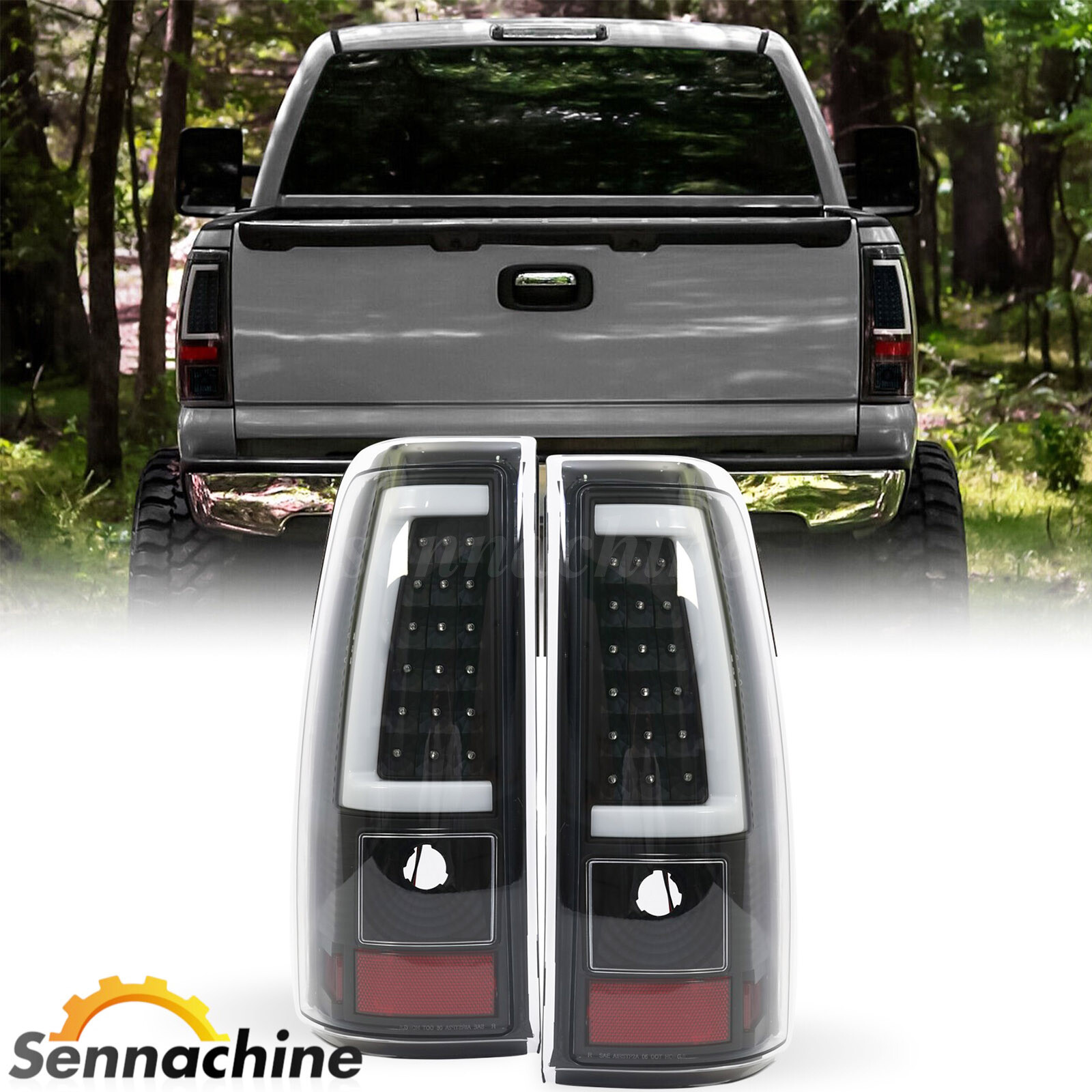 Black LED Tail Lights Fits 2003-2006 Chevy Silverado GMC Sierra 1500 2500HD 3500