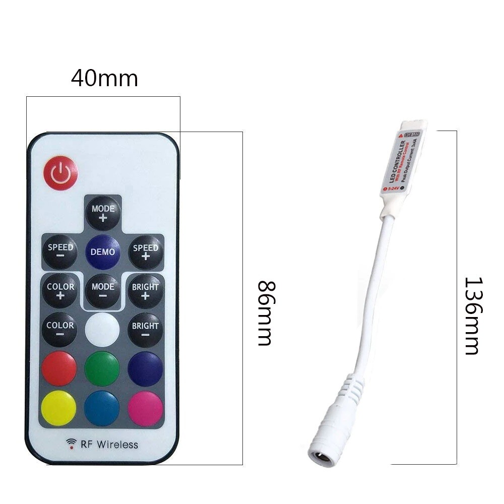 RGB LED Light Roll Strip Remote Control Wireless Controller Receiver 12VDC 4-Pin