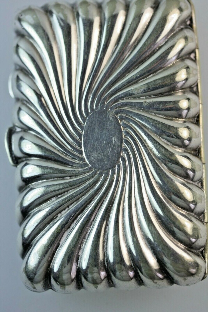Antique Solid Silver Cigarette Case Golfer Enamel inset