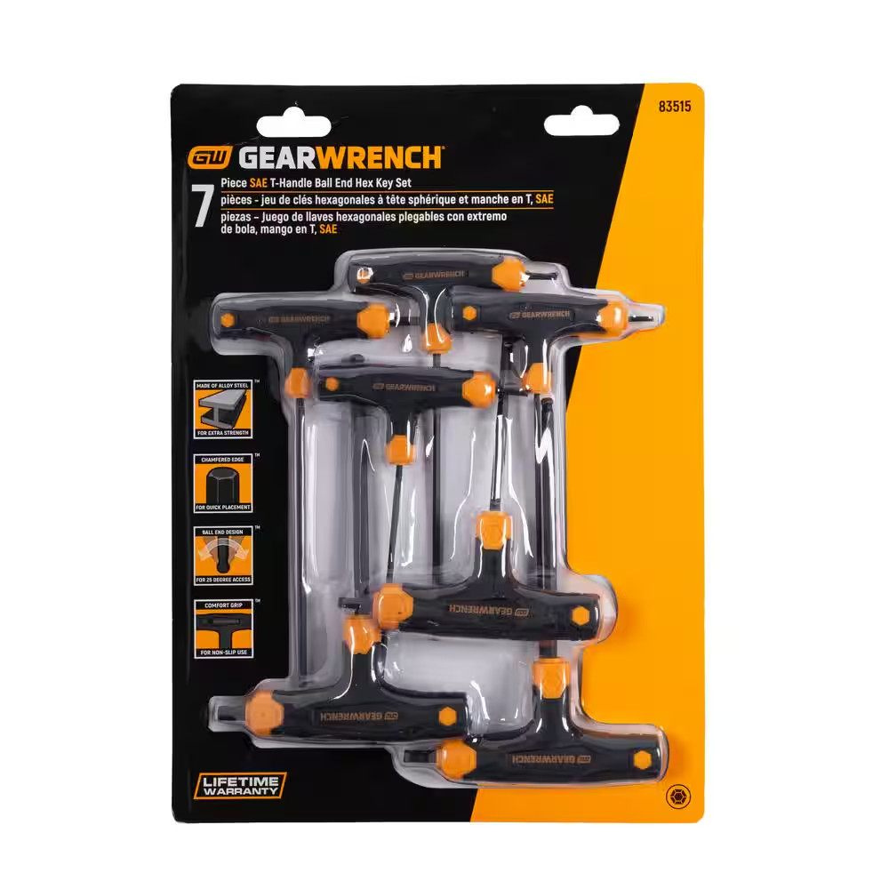 SAE Ball End T-Handle Hex Key Set (7-Piece)