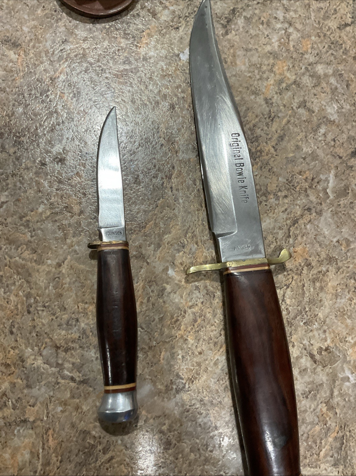 Armeso Piggy Back Solingen Bowie Fixed Blade Knife Used