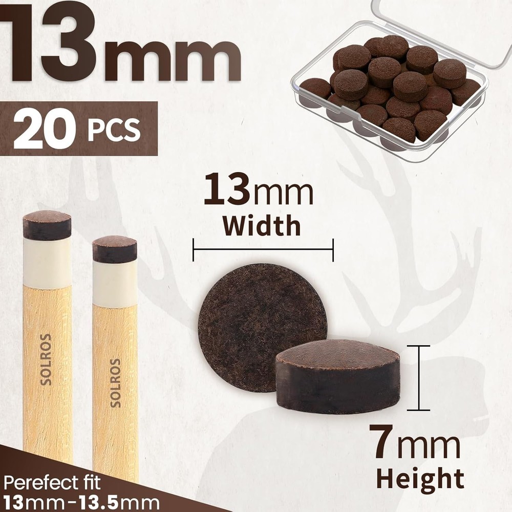 20PSC Pool Cue Tips 13Mm Billiard Pool Stick Tips Pool Cue Tips Replacement Kit