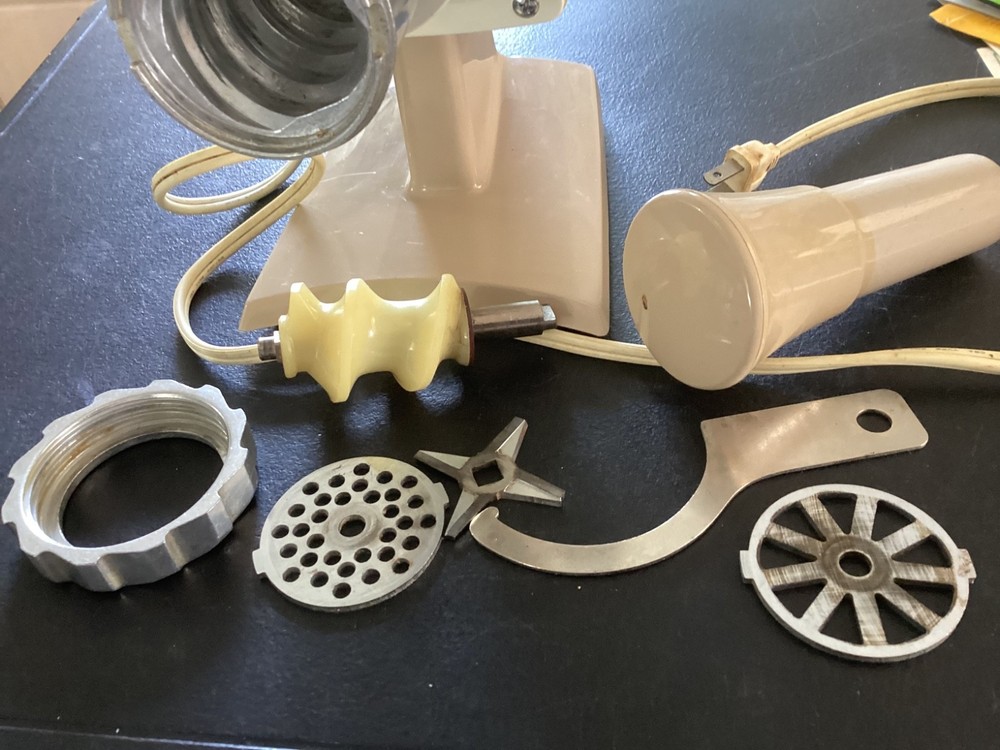 Oster Food Grinder Model 480 E, with attachments, and original paperwork
