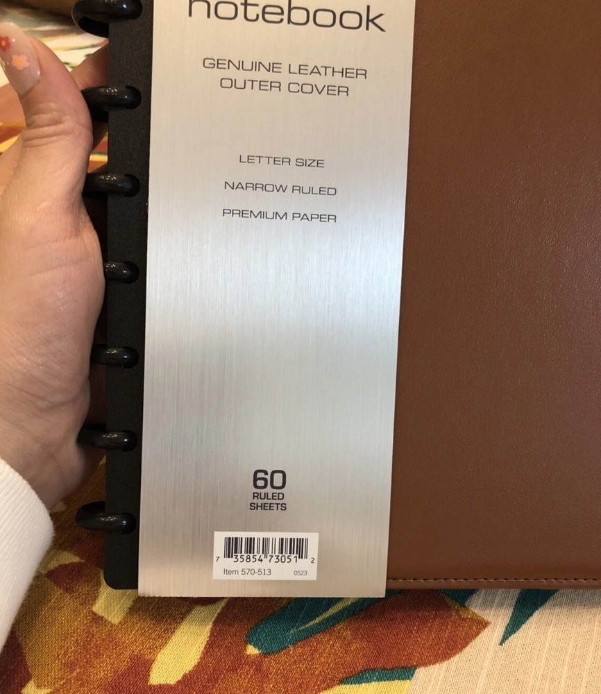 TUL Custom Note-Taking System Discbound Leather Notebook, Letter Size, Brown