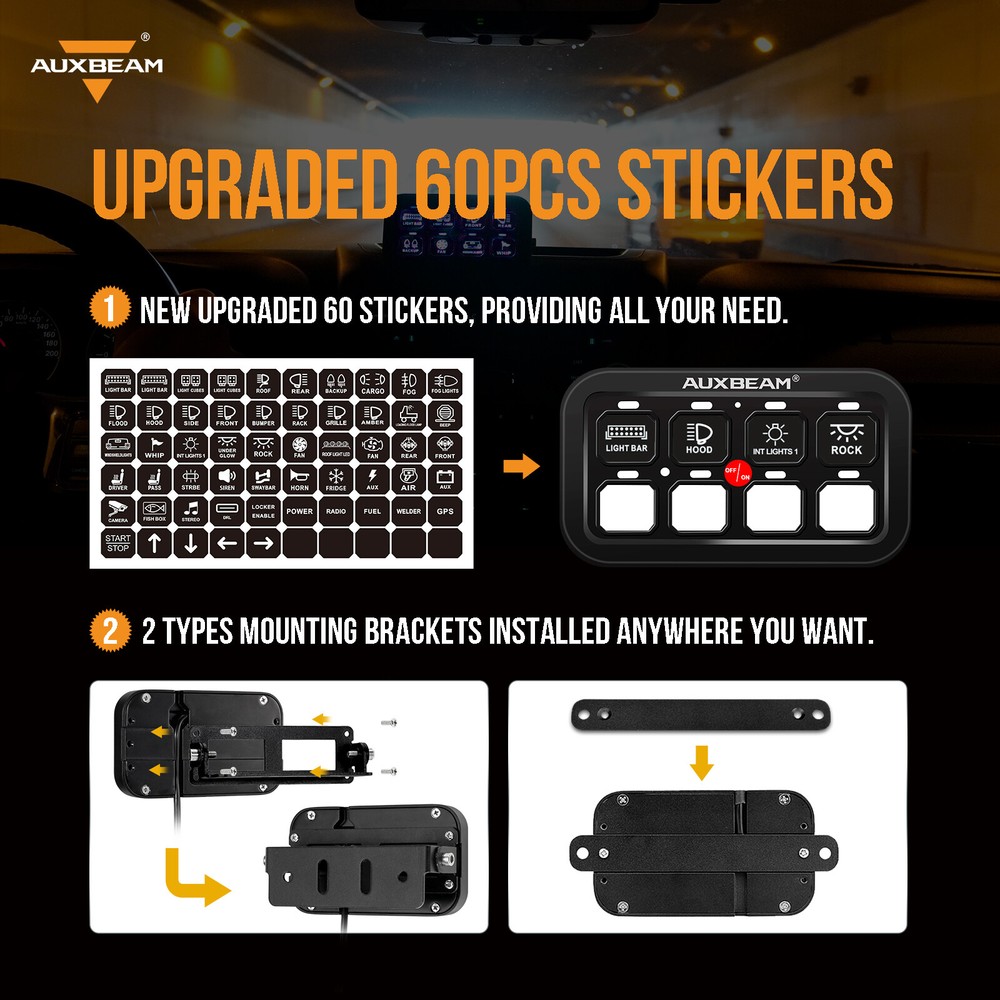 AUXBEAM 8 Gang Switch Panel Marine/Boat Toggle Switch LED Light Controller Box