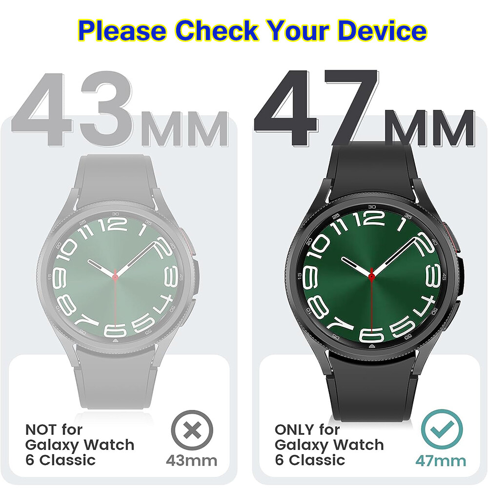Fr Samsung Galaxy Watch 6 Classic 47mm PC Case Screen Protector Bezel Ring Cover