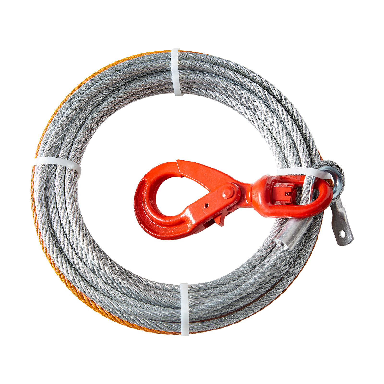 VEVOR Winch Cable Steel Core Wire Rope 3/8"x100' 15200lb Self Lock Swivel Hook