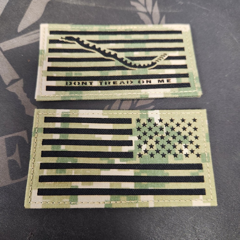 NWU Type III Reverse US Flag & USN First Navy Jack Patch Set Laser Hook US Navy