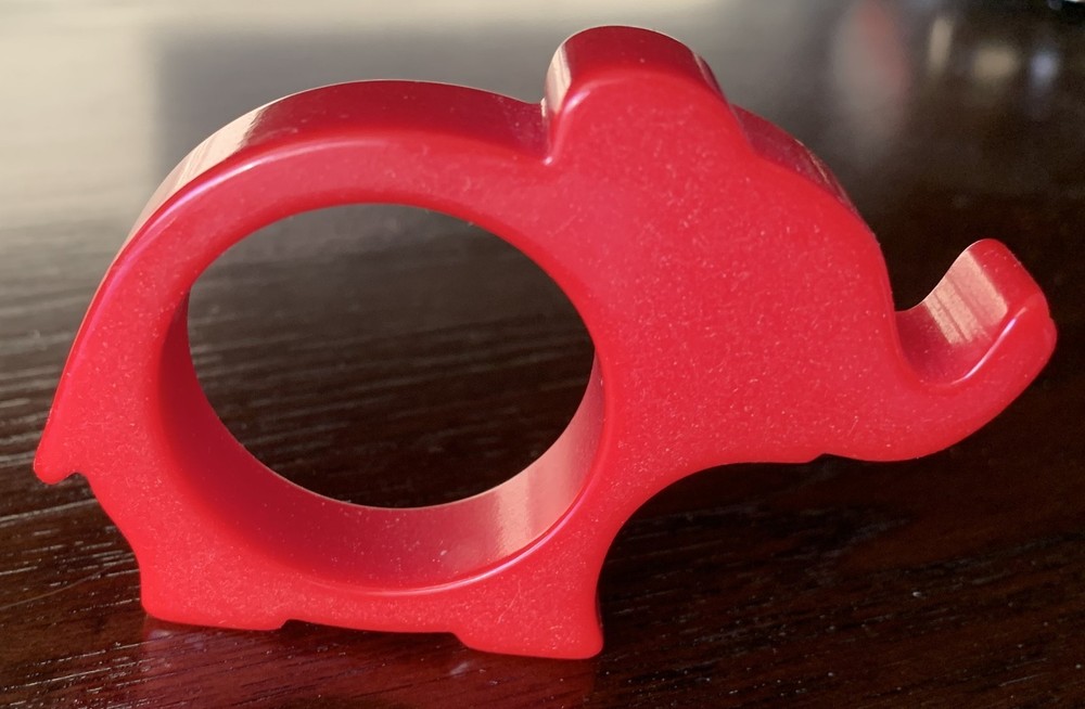 Bakelite Red Elephant Napkin Ring.  Approx 3" wide.