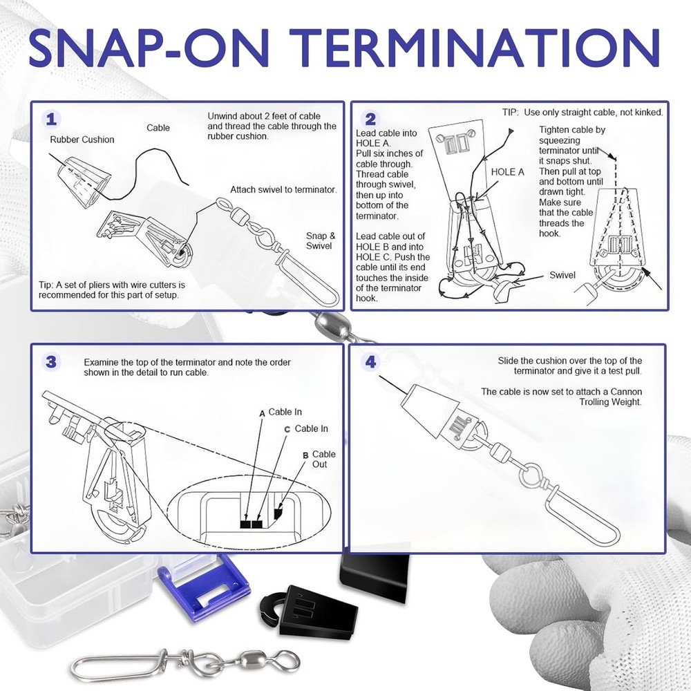 2 PCS DOWNRIGGER CABLE TERMINATOR KIT, FAST & RELIABLE