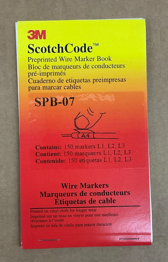 3M SPB-07 Preprinted Wire Marker Book (L1, L2, L3)