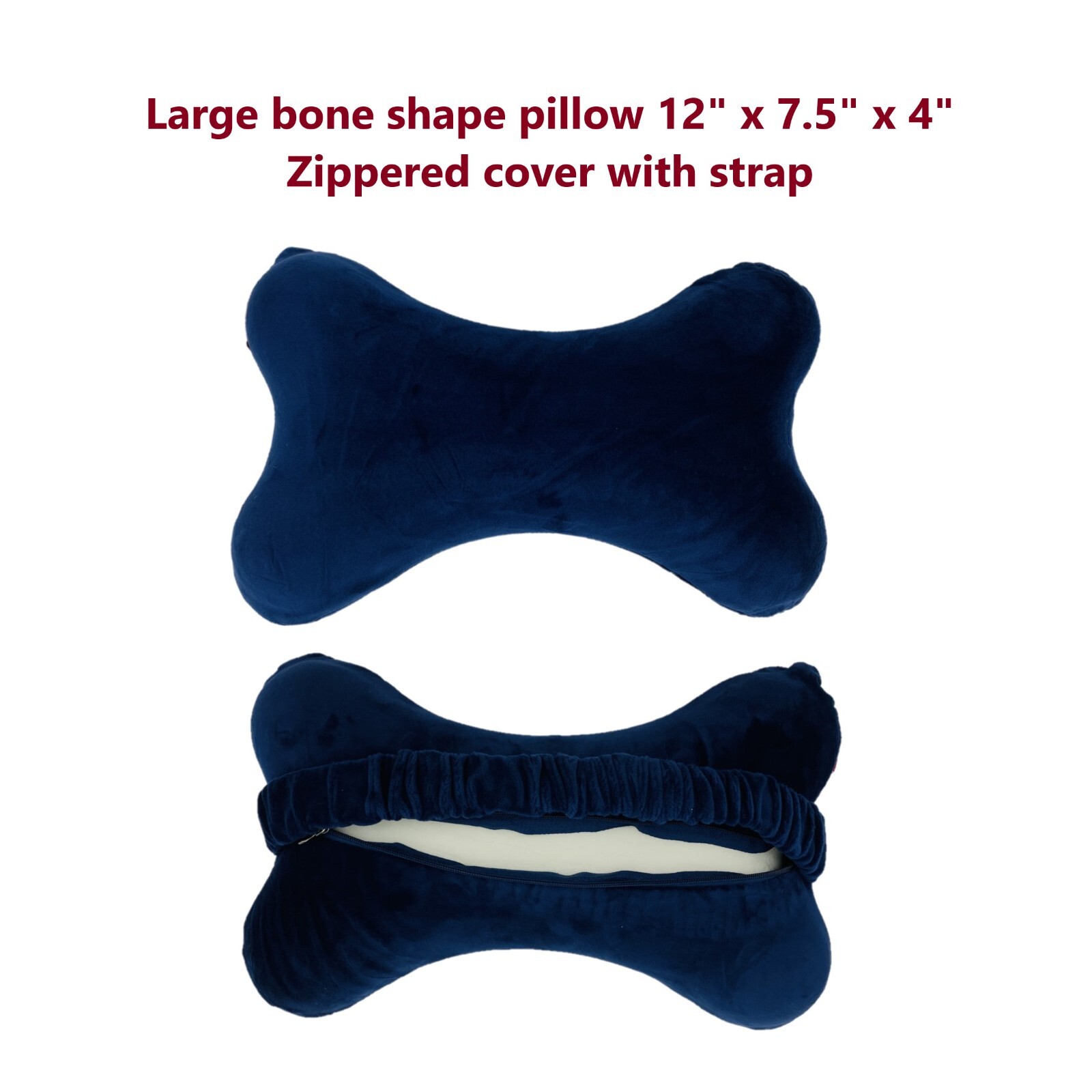 12x7.5x4 Bone Pillow Neck Head Rest Memory Foam Travel Trip Posture Support Navy