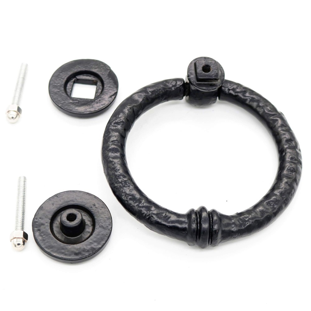 Ring Door Knocker Hardware Solid Cast Iron Finish Front Decor Gate Accessories