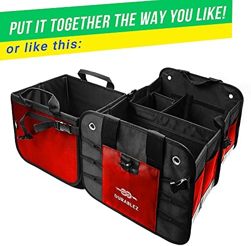 XL Trunk Organizer 3-Section Modular – Extra Large Car Storage 3-section XL red