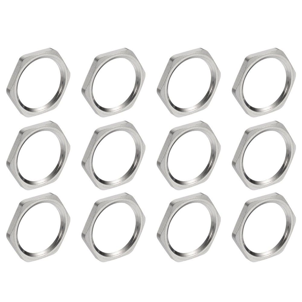 12PCS Cast Pipe Fitting Hex Locknut Nut NPT3/4" Female Thread Silver Tone
