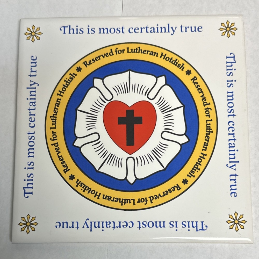 Reserved for Lutheran Hotdish Ceramic Tile with Cork Backing, Kitchen Decor