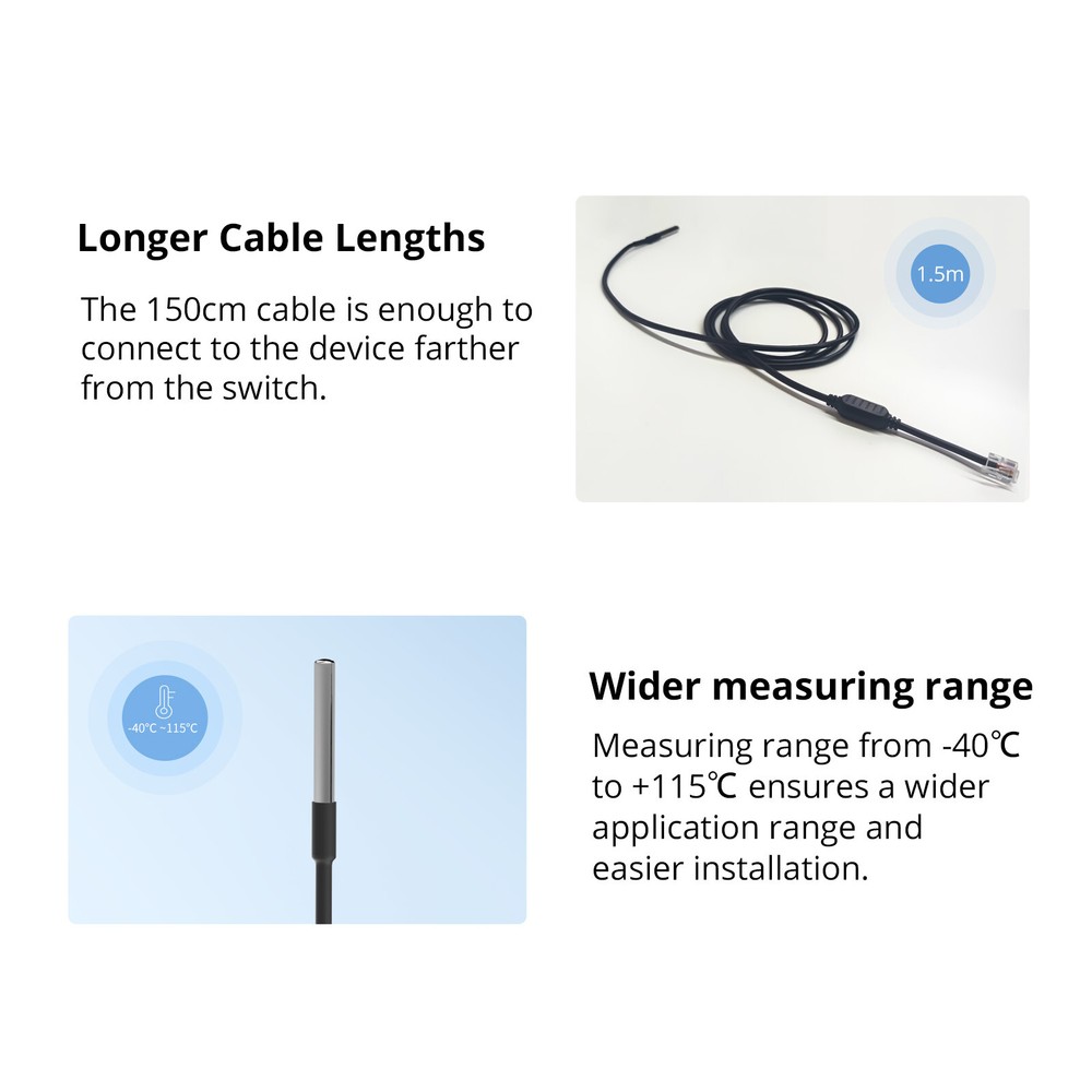 SONOFF WTS01 Waterproof Temperature Sensor, Works with TH Elite/TH Origin Switch