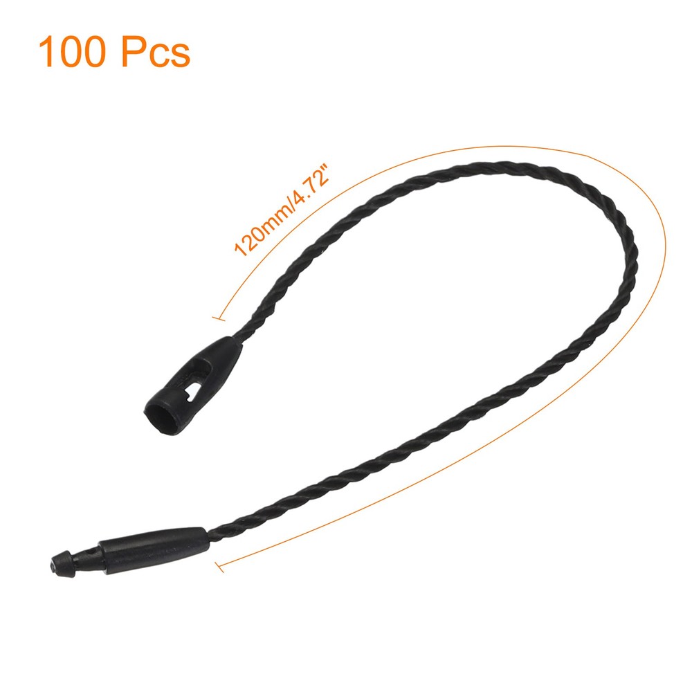100Pcs Polyester Rope Hang Tag String Snap Lock 120mm 1mm Black
