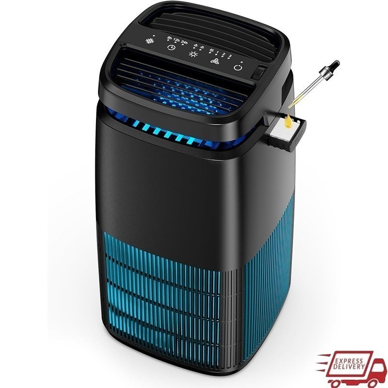 4-in-1 Air Purifier HEPA Filter Ionizer UV Light Essential Oil Diffuser Timer US