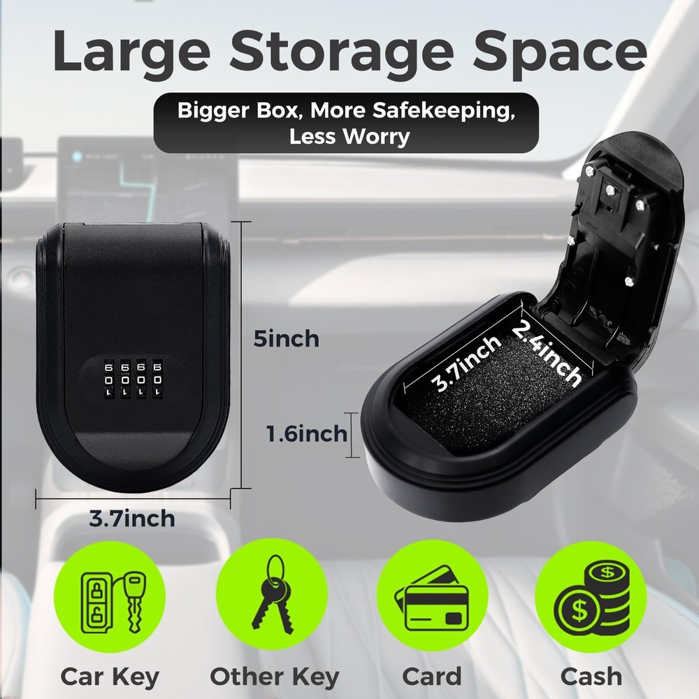 Magnetic Key Holder Box Hide A Key Under Car with Combination Lock with Stron...