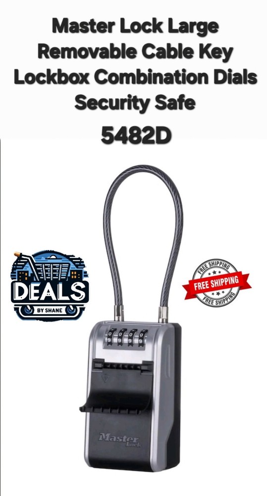 Master Lock Large Removable Cable Key Lockbox Combination Dials Security Safe