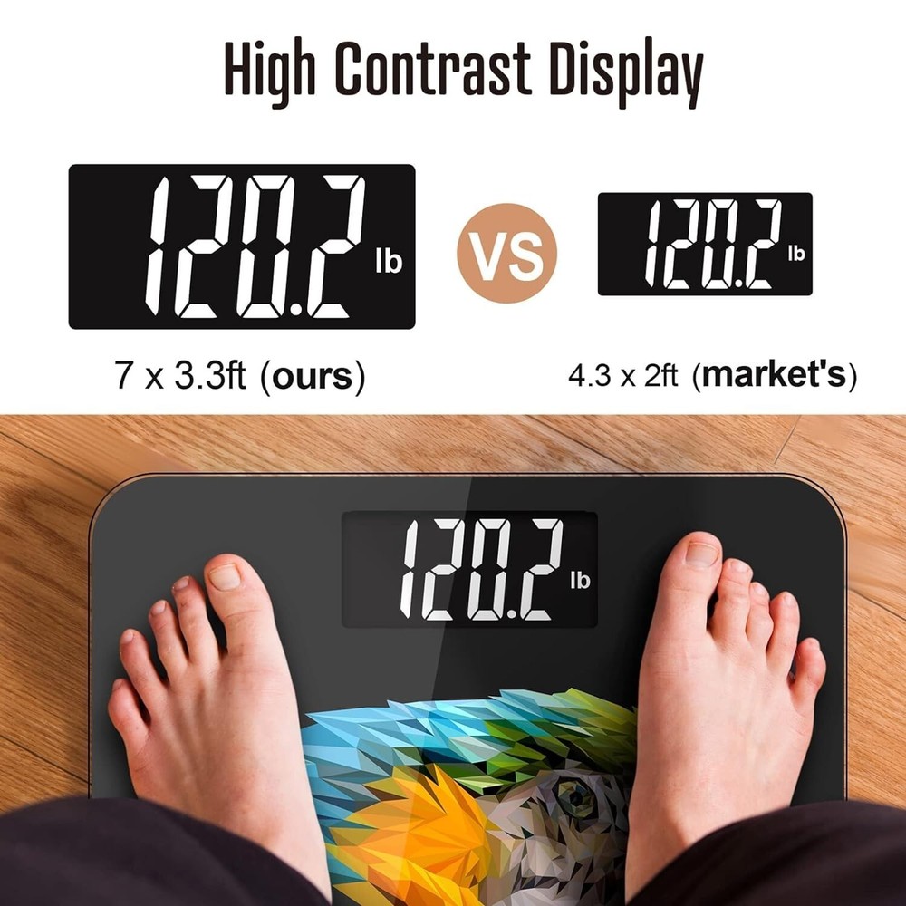 Wireless Smart Scale Large LCD Display Digital Bathroom Scale BMI tracking Macaw