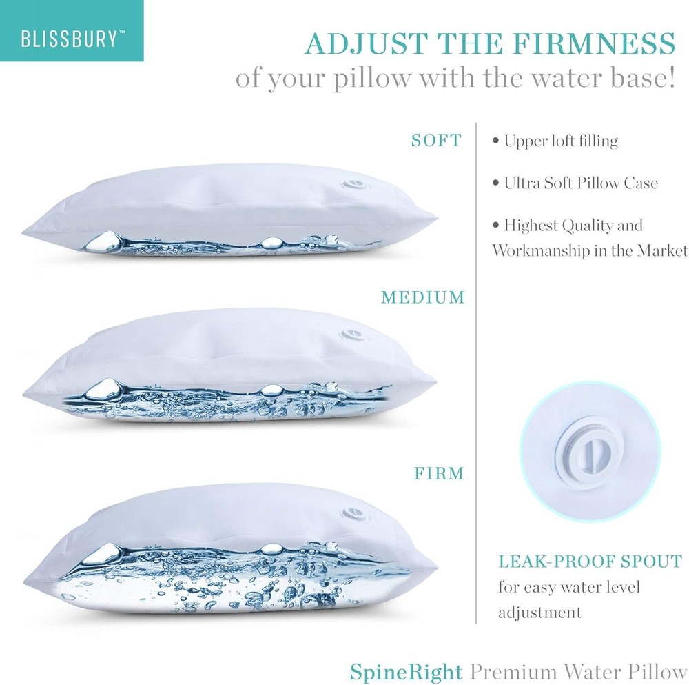 Adjustable Water Pillow ~ Waterbase and fiberfill Stuffing Adjust to Help Sid...
