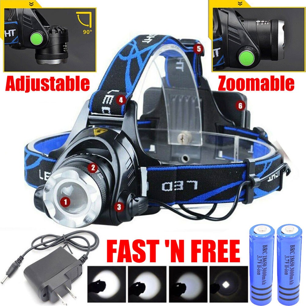 Most Powerful 99000000LM Rechargeable Headlamp LED Tactical Headlight Flashlight