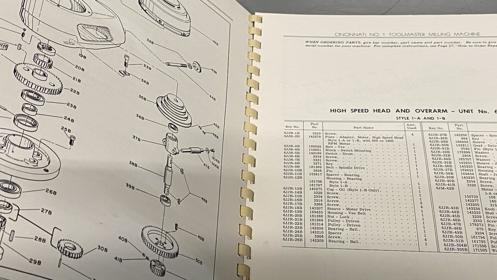 Cincinnati Milling Machine Co. No.. 1 Tool-master Milling Machine Manual