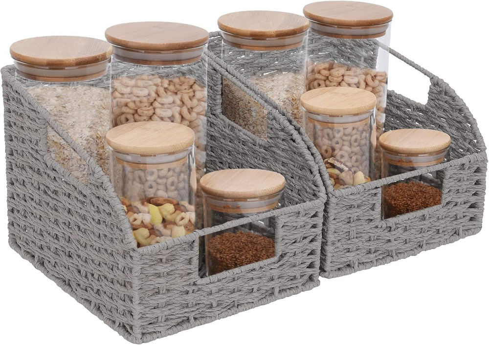 Rope Paper Storage Baskets Set, Gray