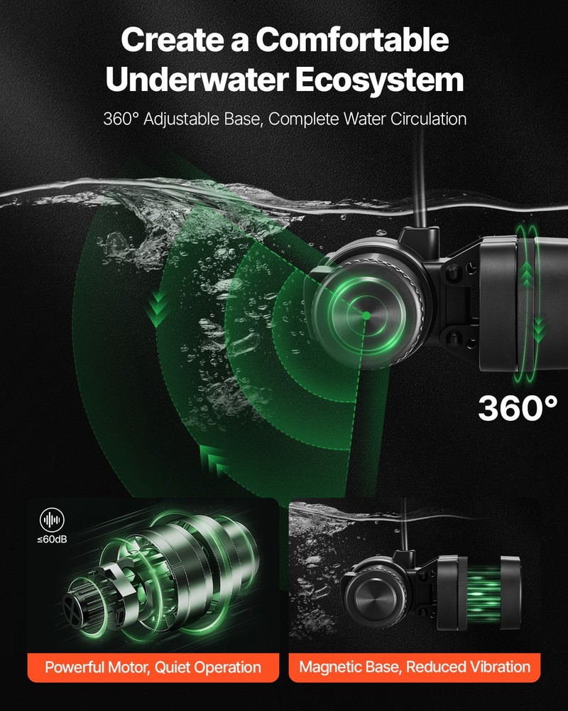 VEVOR Aquarium Wave Maker Adjustable Cross Flow Pump with Controller 25W1428 GPH