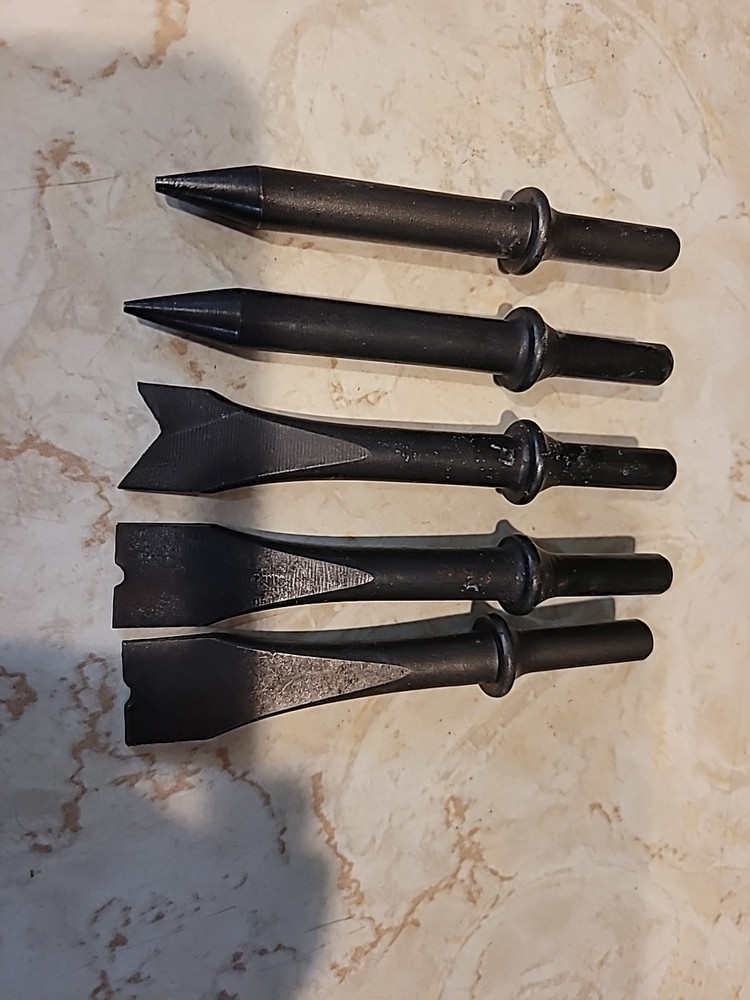 Pneumatic 5 Piece Chisel Set. 5”. Unbranded