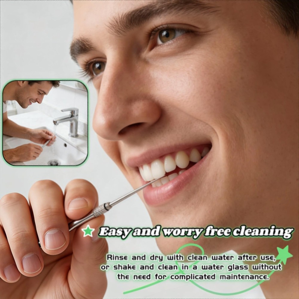 Portable Titanium Toothpick, Multi-Functional Reusable Stainless Steel Silver