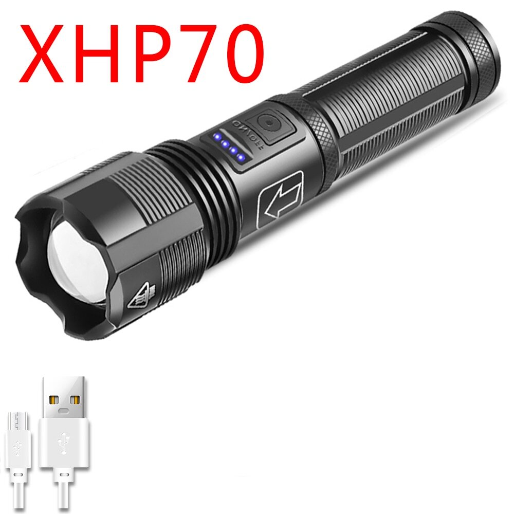 4 Core Led Rechargeable Flashlight Zoomable Torch Searchlight Light USB Lamp