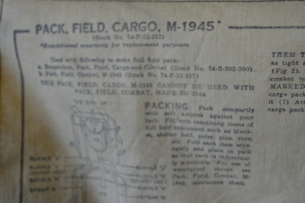 Original WWII US ARMY M1945 Combat Field Equipment Pack Backpack w/ Harness